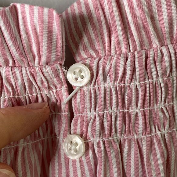 J Crew New! Striped Poplin Smocked Balloon 3/4 Sleeve Key Hole Top High Neck - Picture 11 of 16